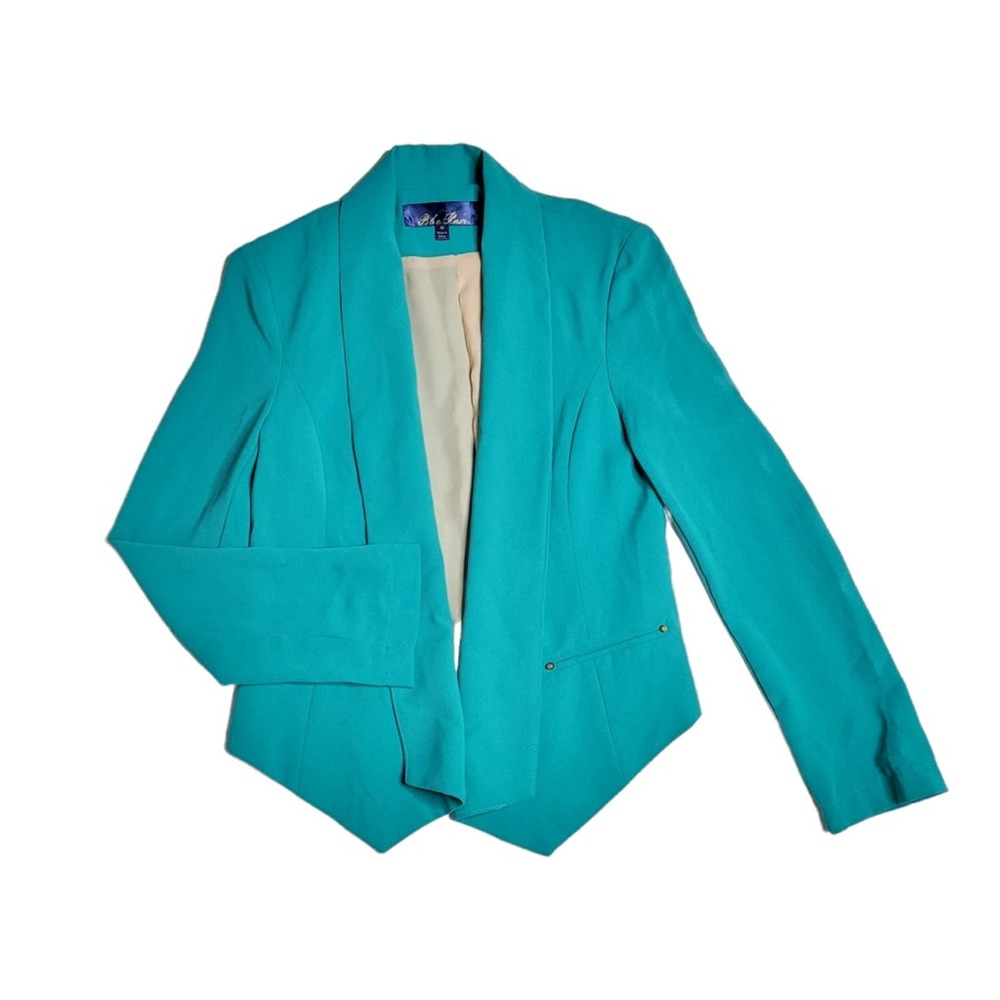 Blue Rain Open Front Blazer Shawl Jacket Teal Size Medium
